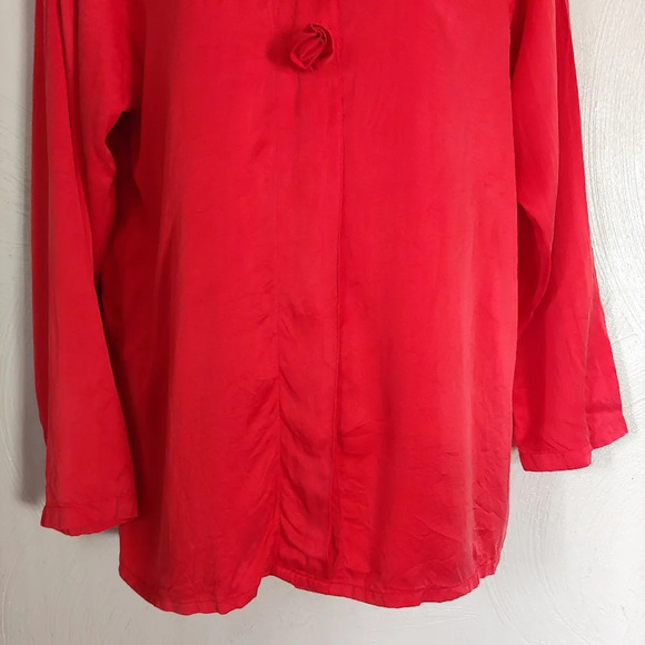 Vintage Mary Jo Bruno Orange Dilk Button Down Collared Blouse Top Size Women's S - Picture 5 of 10